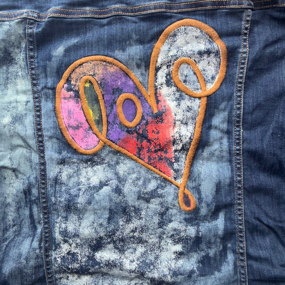 Vibrant Heart Embroidered Denim Jacket